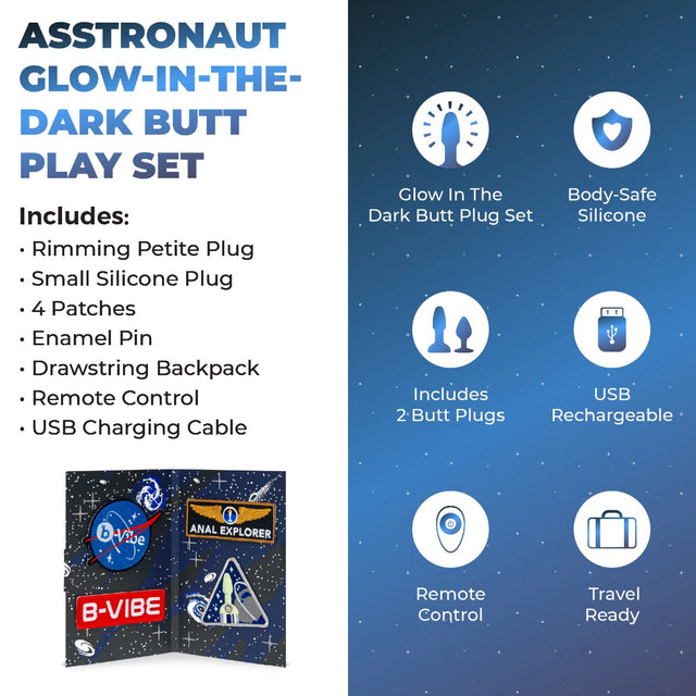 b-Vibe Asstronaut Glow-in-the-Dark 10 Piece Collection Limited Edition Butt Play Set