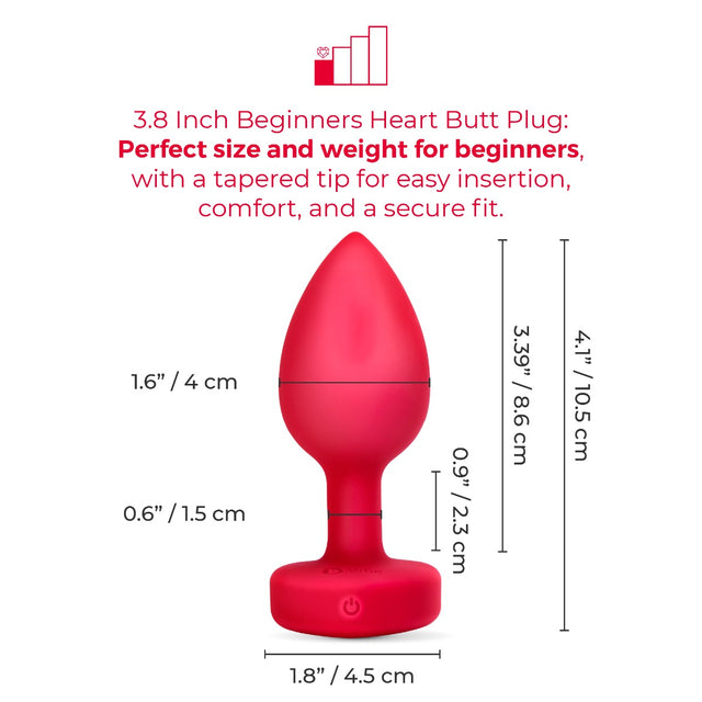 b-Vibe Vibrating Ultra Powerful Heart Shaped Remote Control Jewel Plug Scarlet Red