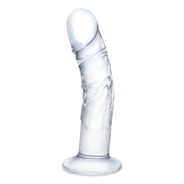 Glas Toy Seven Inch Curved Realistic Glass Dildo with Veins