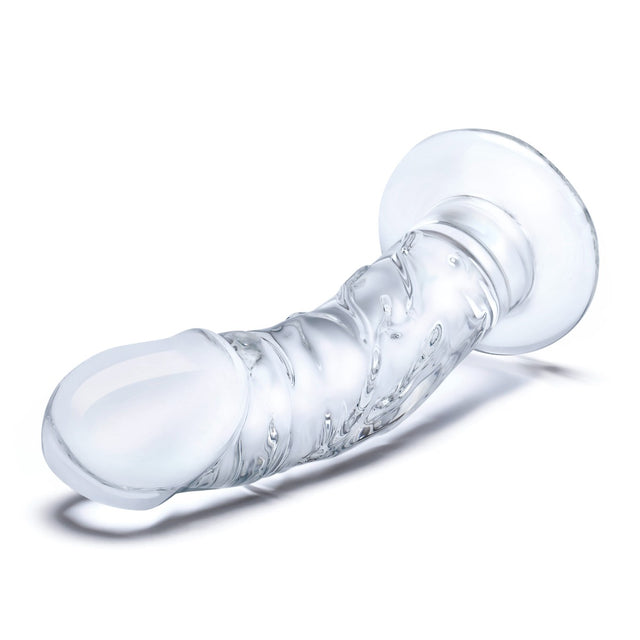 Glas Toy Seven Inch Curved Realistic Glass Dildo with Veins