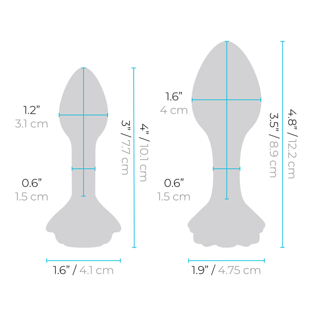 Pink Roses Glass Butt Plug Training Set