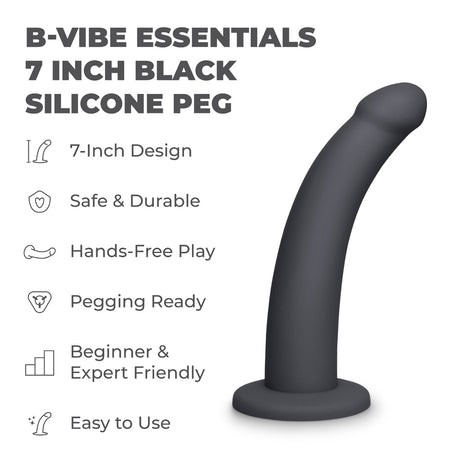 7 Inch Black Silicone Dildo