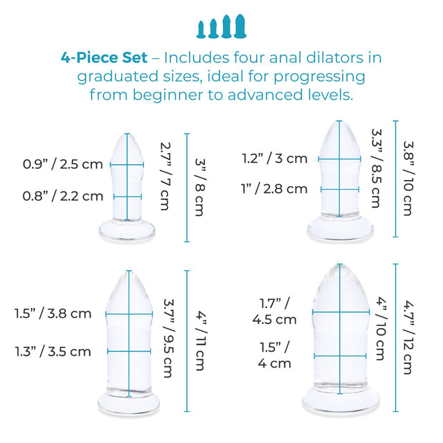 B-Vibe Anal Dilators Set 4-Piece Glass Plug Setb-Vibe Anal Dilators Set 4-Piece Glass Plug Set