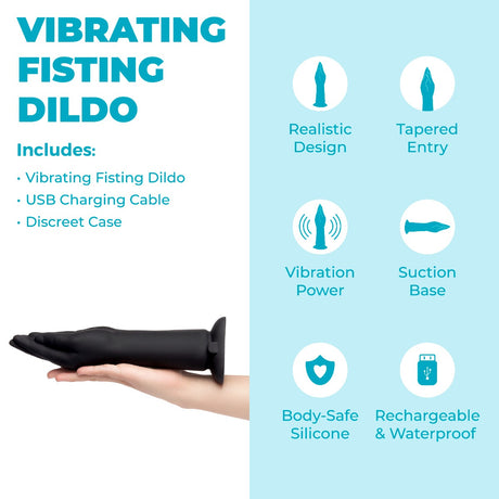 b-Vibe 10.5" USB Rechargeable Vibrating Silicone Realistic Hand Fisting Dildo with Suction Base 