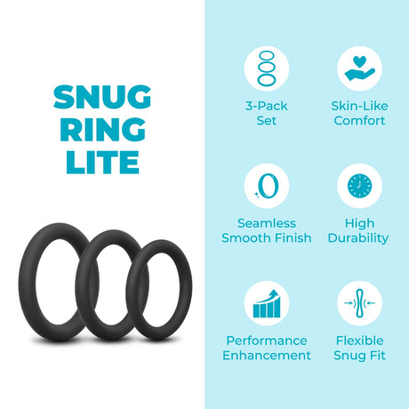Snug Ring Lite 3-Pack Soft Stretch Silicone Secure Fit Cock Ring