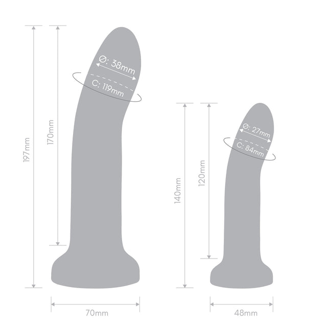 Duo 2 Piece 5.5 inch & 7.75 inch Silicone Dildos & Harness Set