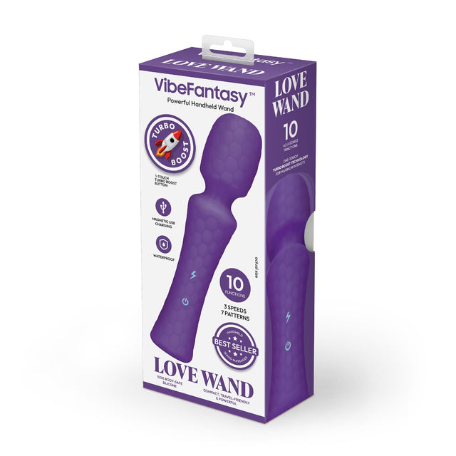 VibeFantasy Love Wand Rechargeable Vibrating Massager Powerful Handheld Pleasure Purple